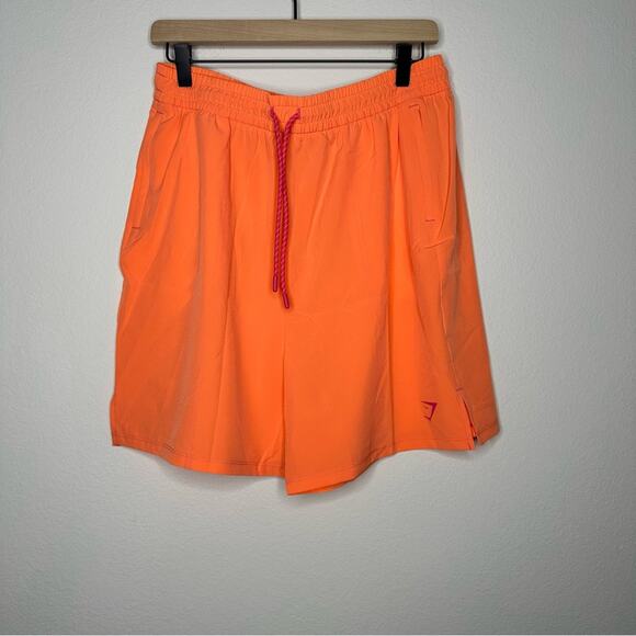 Gymshark Woven Shorts Womens Large Orange Athletic Gym Workout - Picture 1 of 4